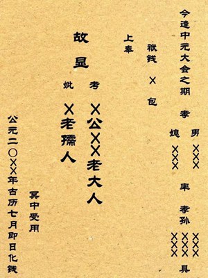 中元節包袱如何書寫 中元節包袱的寫法是什么？(圖文)