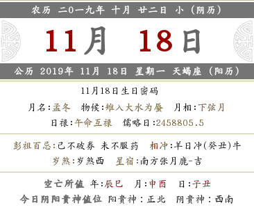 2019年農(nóng)歷十月二十二這天禁忌什么？(圖文)