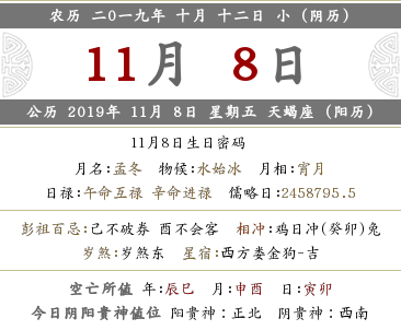 2019年陰歷十月十二日這天的黃歷好嗎？(圖文)