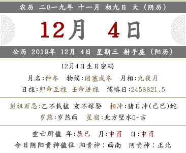 2019年冬月十一月初九日財(cái)神方位查詢(圖文)