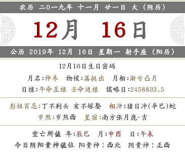 2019年農(nóng)歷十一月二十一日時辰吉兇查詢(圖文)