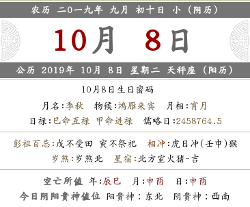 2019年農(nóng)歷九月初十吉時是哪幾個時辰?(圖文)