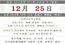 2019年陰歷十一月三十黃歷日子怎么樣？