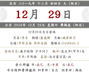 2019年農歷十二月初四日的喜神方位在哪？(圖文)