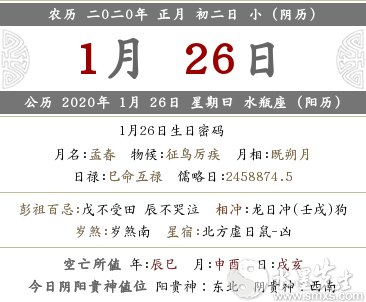 2020年陰歷正月初二·1月26宜忌、禁忌事項查看！(圖文)
