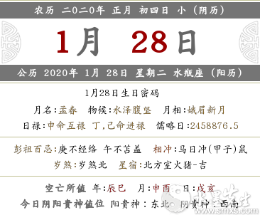 2020年農歷正月初四—12時辰吉兇、宜忌查詢！(圖文)