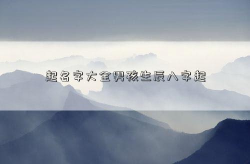 起名字大全男孩生辰八字起